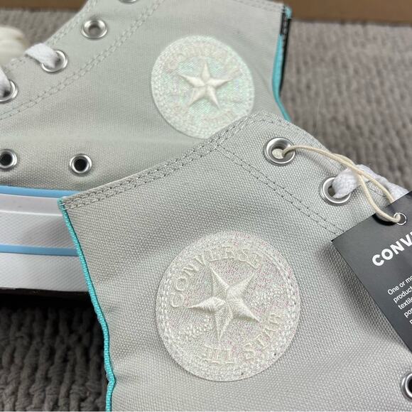 NEW Womens Size 8.5 Custom Converse High Top Platform Zebra Print Glitter Shoe - Picture 8 of 10